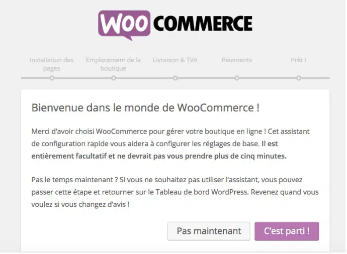 Configurer WooCommerce 1