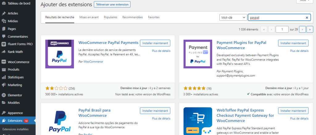 Paypal extension pour WooCommerce