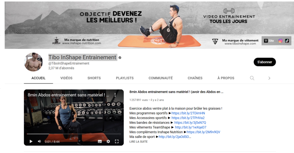 Exemple chaine youtube e-commerce