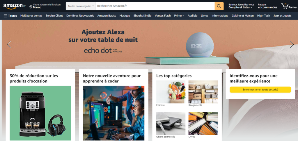 Exemple page d'accueil Amazon