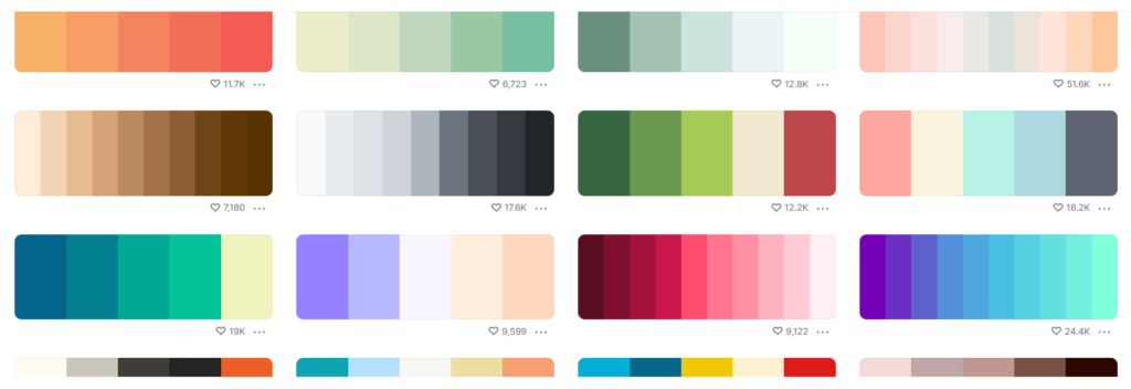 palettes des couleurs